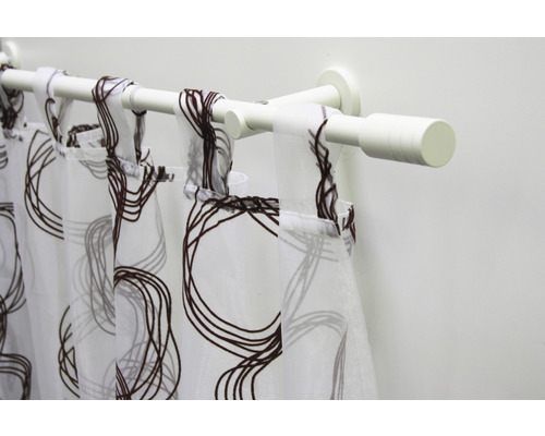 Tringle à rideaux avec suspension à œillets et rideau à motif circulaire