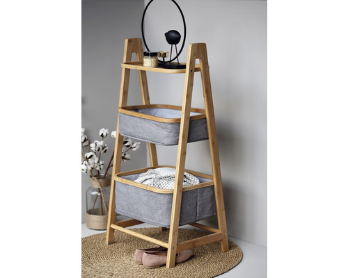 Badezimmerregal mit zwei Ablagekörben und zwei Regalböden