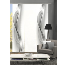 Panneau coulissant décoratif avec motif abstrait dans un salon aménagé de façon moderne.