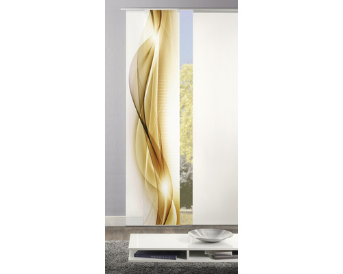 Panneau coulissant avec motif abstrait et tissu translucide