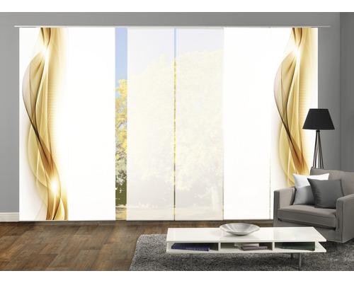 Vue d''une pièce avec des panneaux japonais à motif abstrait