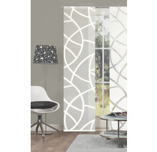 Salon avec panneaux coulissants et motif géométrique