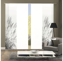 Panneau japonais impression numérique Pampas gris blanc lot de 4 60x245 cm