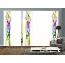 Vue d''une pièce avec des rideaux coulissants au design abstrait
