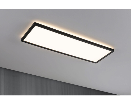 Panneau LED à intensité lumineuse variable sur 3 niveaux 23W 1800 lm 3000 K blanc chaud Hxlxp 25x580x200 mm avec Backlight Auria noir rectangulaire