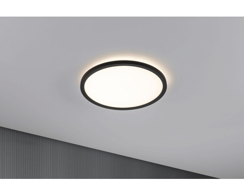 Panneau LED 19W 1600 lm 3000 K blanc chaud HxØ 25x293 mm avec Backlight Auria noir rond