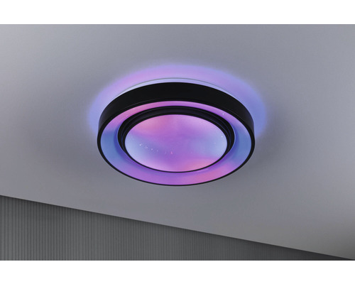LED Deckenleuchte 24W 750 lm RGB Ø 350 mm SpacyColor schwarz mit Fernbedienung + Regenbogeneffekt + Tunable White + Nachtlichtfunktion