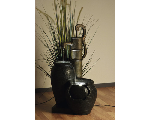 Fontaine d''intérieur décorative avec pompe, vasques à eau et plantes