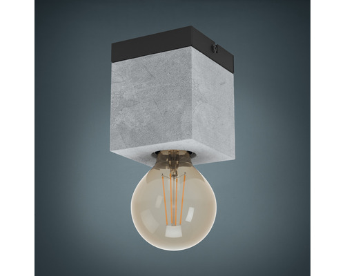 Plafonnier avec abat-jour en béton et ampoule