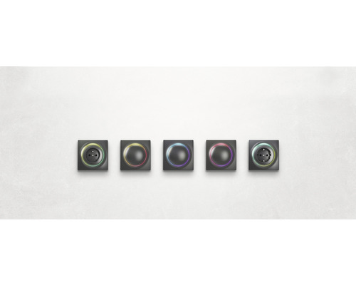 Cinq interrupteurs et prises avec éclairage circulaire