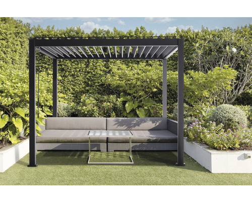 Pergola Mirador Basic Pfostenstärke 8,8 x 8,8 cm 300 x 300 x 250 cm schwarz