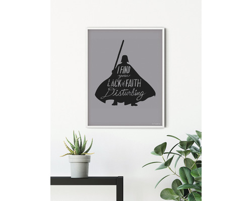 Tableau mural Star Wars encadré avec la silhouette de Darth Vader et la citation : Je trouve votre manque de foi troublant.