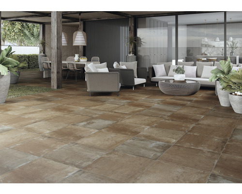 Dalle de terrasse en grès cérame fin Smartgrip Cotto uni bord rectifié 60 x 60 x 2 cm