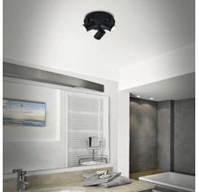 Lampe de salle de bains métal/plastique IP44 3 ampoules hxØ 112x210 mm noir-thumb-0