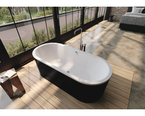 Baignoire îlot KALDEWEI CLASSIC DUO OVAL 111-7 80 x 180 cm noir blanc alpin brillant 291249130001