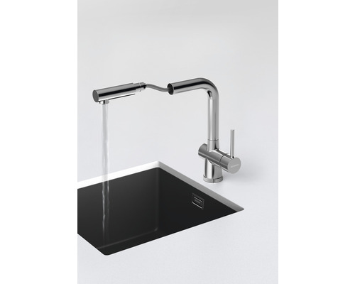 Robinet de cuisine avec douchette extractible et évier