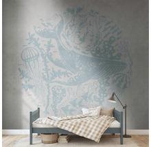 Papier peint panoramique intissé 38306-1 The Wall monde sous-marin baleine méduses et coraux 7 pces 371 x 280 cm