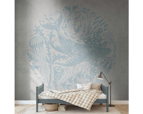 Chambre d''enfant avec sticker mural, lit et lampe