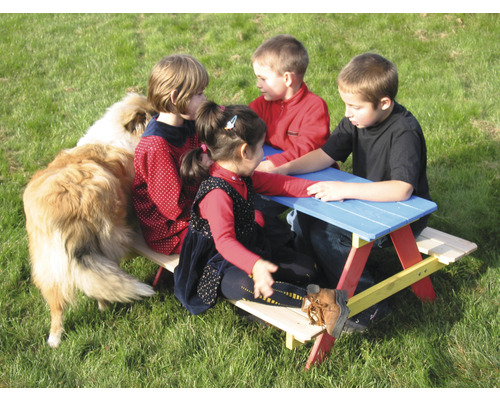 Banc pour enfants avec table dobar 90 x 85 x 45 cm bois multicolore assise stable conçu pour la sécurité des enfants