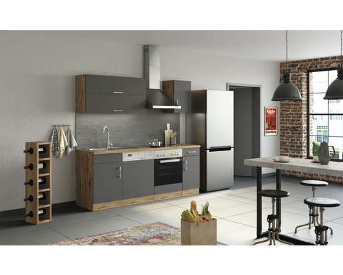 Held Möbel Küchenzeile Sorrento 210 cm anthrazit matt zerlegt Variante reversibel