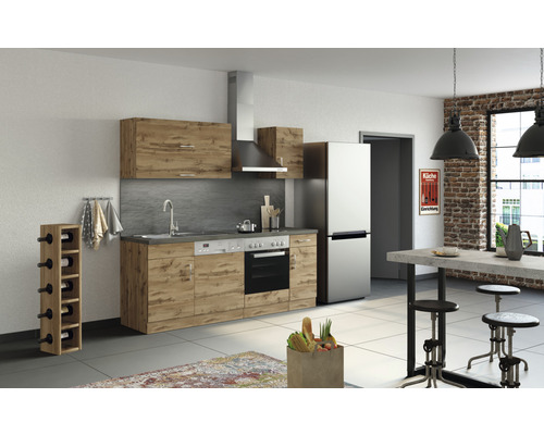 Held Möbel Küchenzeile Sorrento 210 cm eiche matt zerlegt Variante reversibel