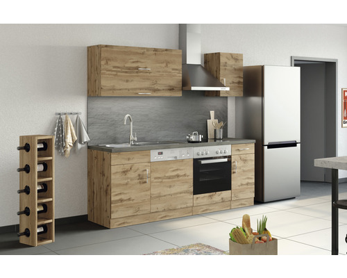 Held Möbel Küchenzeile mit Geräten Sorrento 210 cm eiche matt zerlegt Variante reversibel