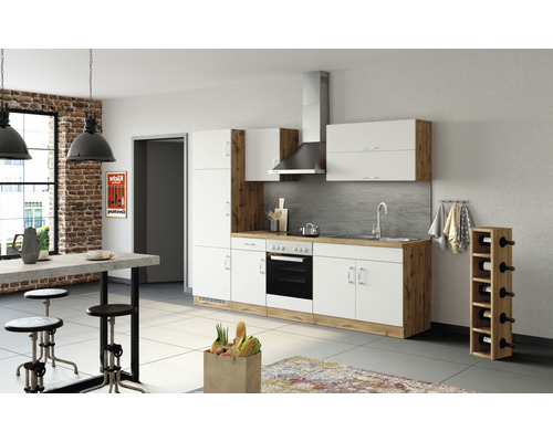 Held Möbel Küchenzeile mit Geräten Sorrento 270 cm weiß matt zerlegt Variante reversibel