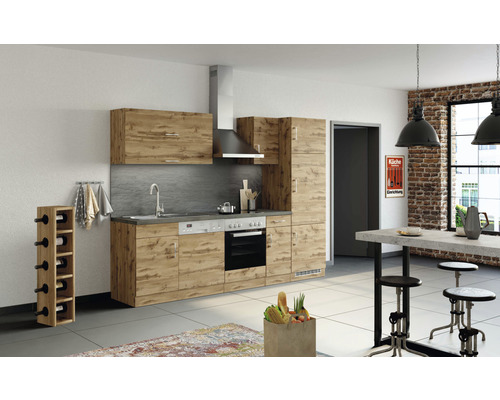 Held Möbel Küchenzeile mit Geräten Sorrento 270 cm eiche matt zerlegt Variante reversibel