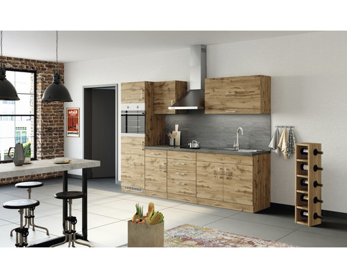 Held Möbel Küchenzeile mit Geräten Sorrento 270 cm eiche matt zerlegt Variante reversibel