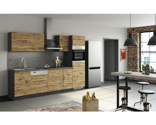 Held Möbel Küchenzeile Sorrento 270 cm eiche matt zerlegt Variante reversibel