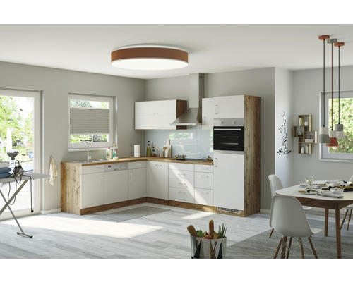 Held Möbel Winkelküche mit Geräten Sorrento 210 cm weiß matt zerlegt Variante reversibel