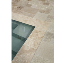 Bordure de piscine FLAIRSTONE margelle Roma élément droit beige 1 côté long arrondi 61 x 35 x 3 cm-thumb-4