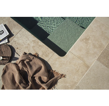 Bordure de piscine FLAIRSTONE margelle Roma élément droit beige 1 côté long arrondi 61 x 35 x 3 cm-thumb-9