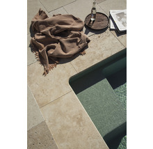Bordure de piscine FLAIRSTONE margelle Roma élément droit beige 1 côté long arrondi 61 x 35 x 3 cm-thumb-0