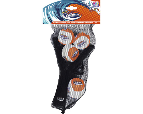 Nerf Super Soaker Schwamm Wasserbomben in einem schwarzen Netz