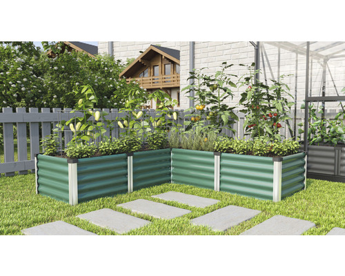 Jardinière surélevée classique Vitavia Linus In&Out 401 M 185 x 185 x 40,1 cm jonc de mer-aluminium