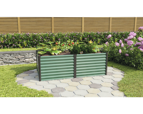 Jardinière surélevée classique Vitavia Linus 630 96,2 x 187,7 x 63 cm jonc de mer-noir Jardinière surélevée en métal avec plantations dans le jardin