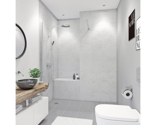 Panneau mural pour douche BREUER décor marbre gris 100 x 210 cm