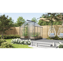 Serre de jardin avec plantes et décoration