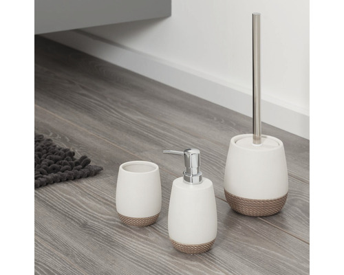 Badezimmer-Accessoire-Set mit Seifenspender, Zahnputzbecher und WC-Bürstengarnitur