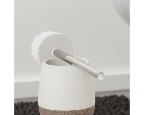 Brosse de toilette avec support en céramique et acier inoxydable