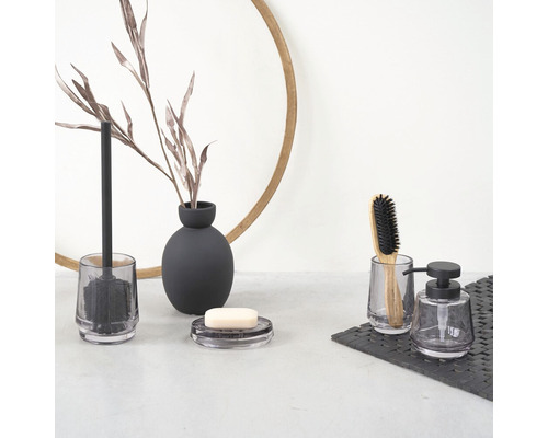 Badezimmerzubehör-Set mit Seifenspender, Seifenschale, Toilettenbürste, Glas und Bürste