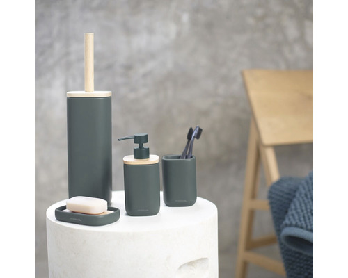 Badezimmer-Set mit Seifenspender, Seifenschale, Zahnbürstenhalter und WC-Bürste