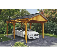 Carport simple SKAN Holz Fichtelberg 317 x 566 cm chêne clair