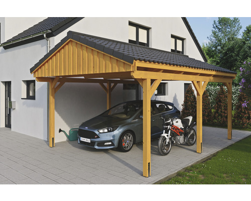 Carport simple SKAN Holz Fichtelberg 423 x 566 cm chêne clair