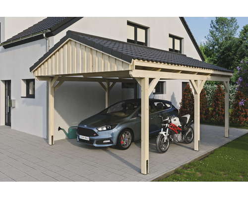 Einzelcarport SKAN Holz Fichtelberg 423 x 566 cm natur