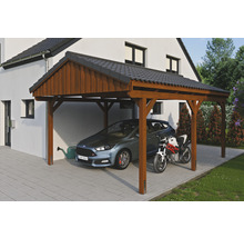 Carport simple SKAN Holz Fichtelberg 423 x 566 cm noyer