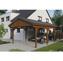 Carport simple SKAN Holz Fichtelberg 423 x 808 cm noyer