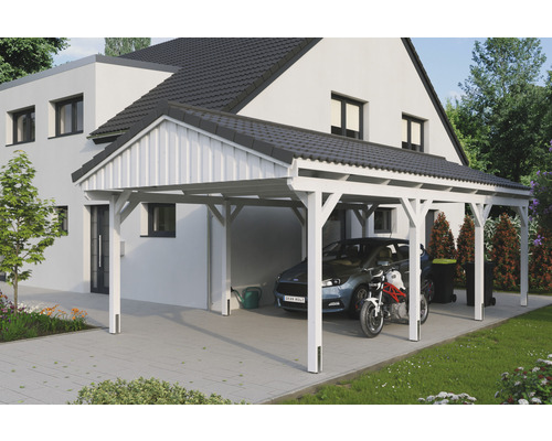 Carport simple SKAN Holz Fichtelberg 423 x 808 cm blanc