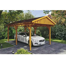 Carport aus Holz mit Auto